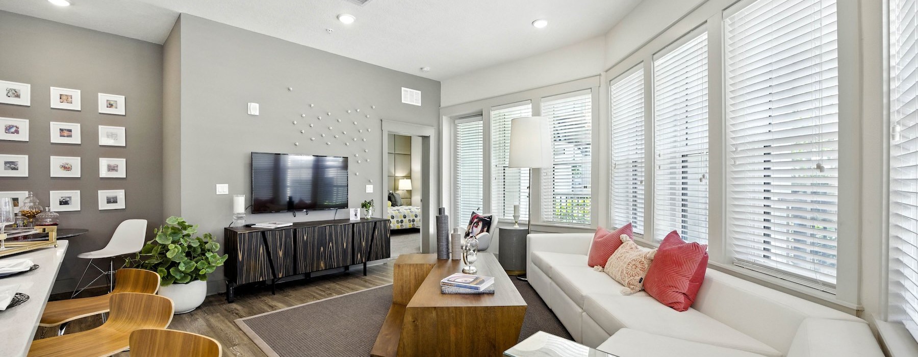 living room with large windows